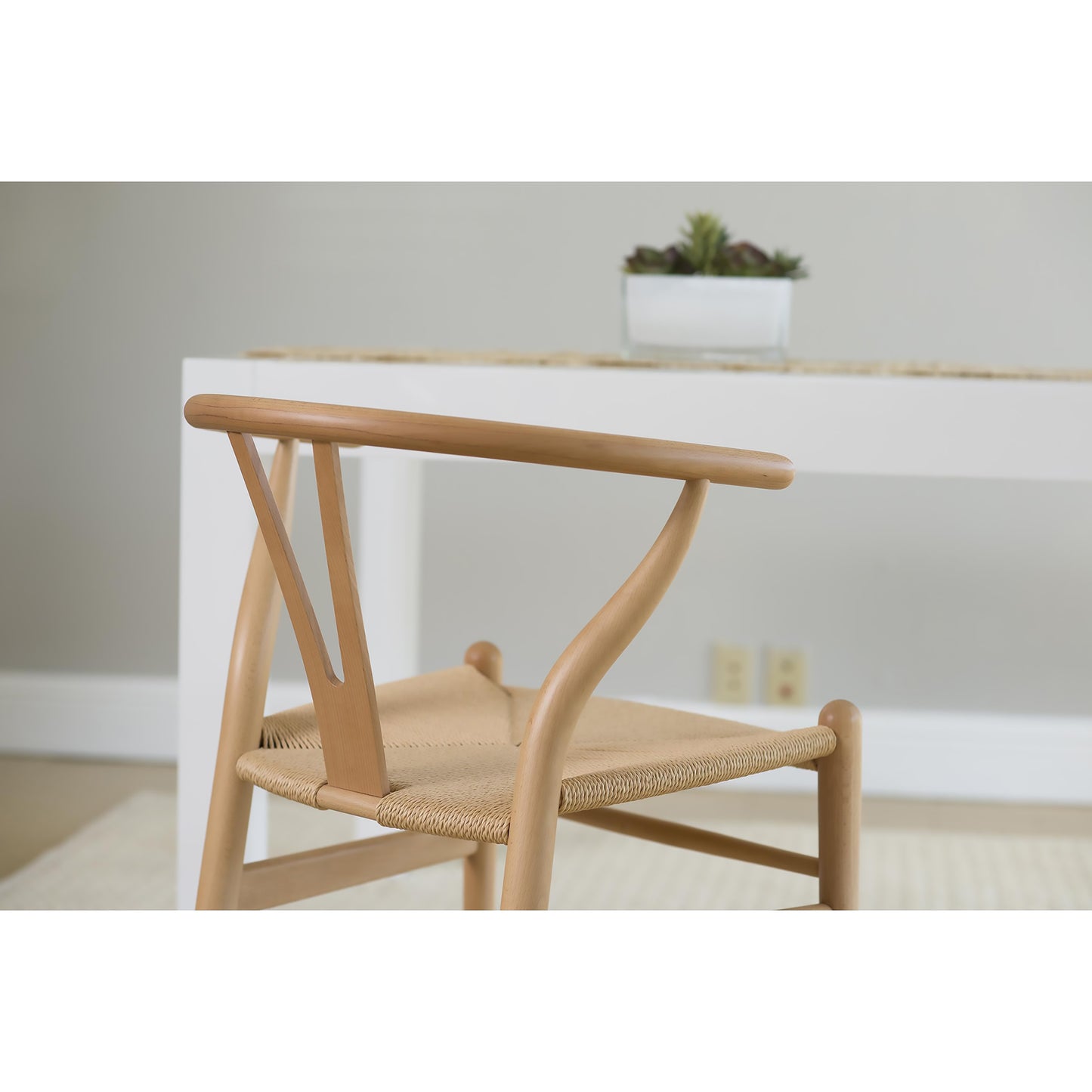 Evelina Side Chair in Natural Stained Frame and Natural Rush Seat - Set of 2