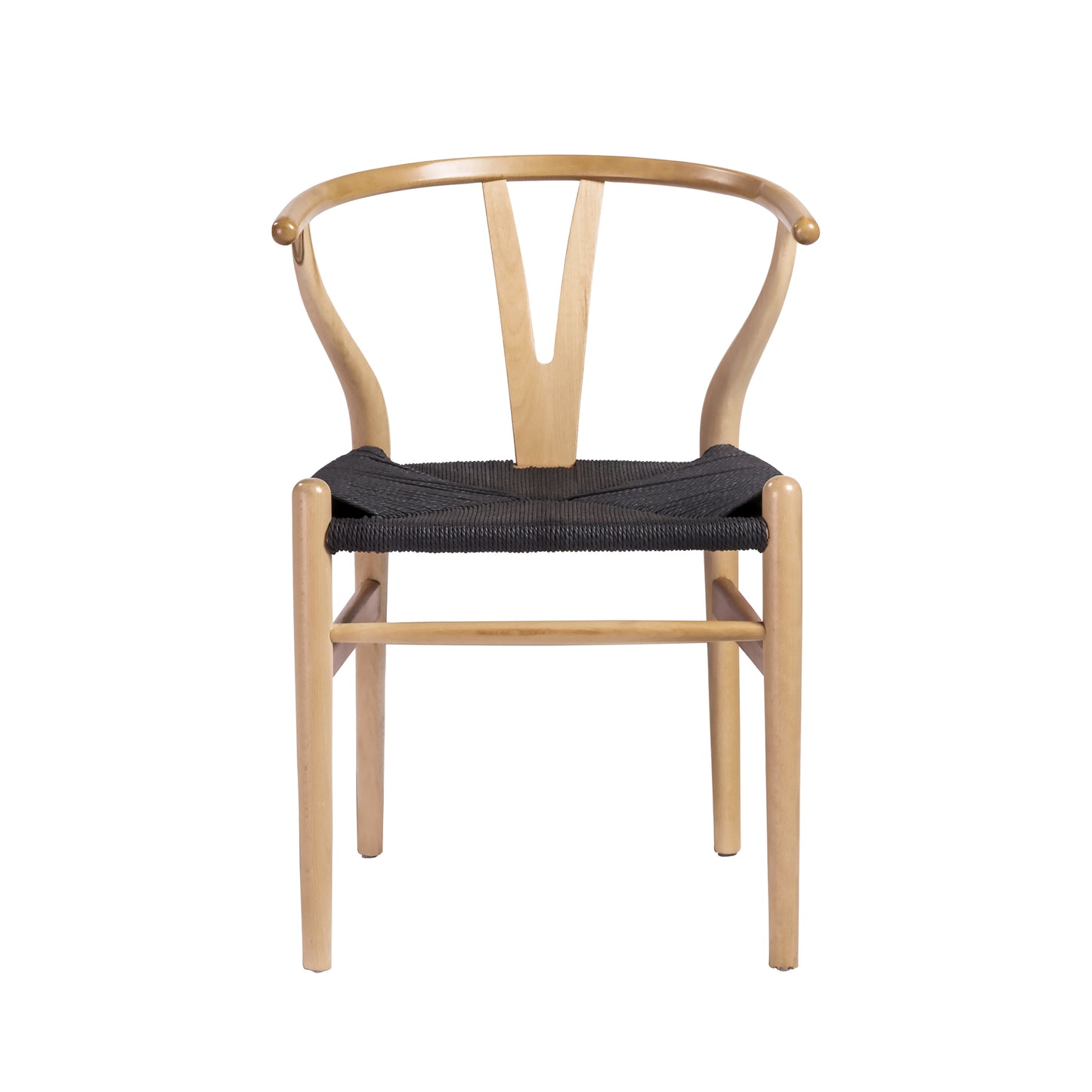Evelina Side Chair with Natural Stained Framed and Black Rush Seat - Set of 2