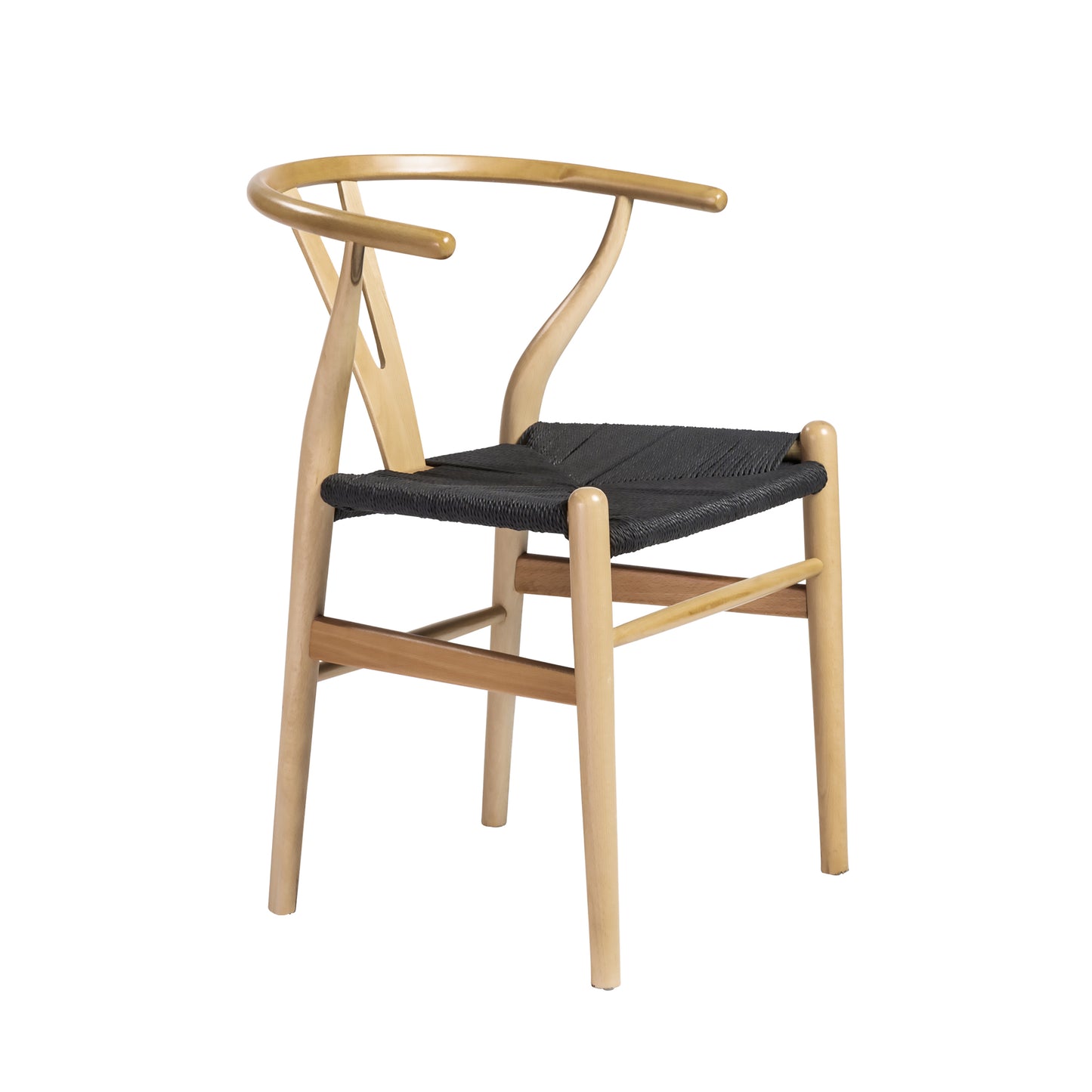 Evelina Side Chair with Natural Stained Framed and Black Rush Seat - Set of 2
