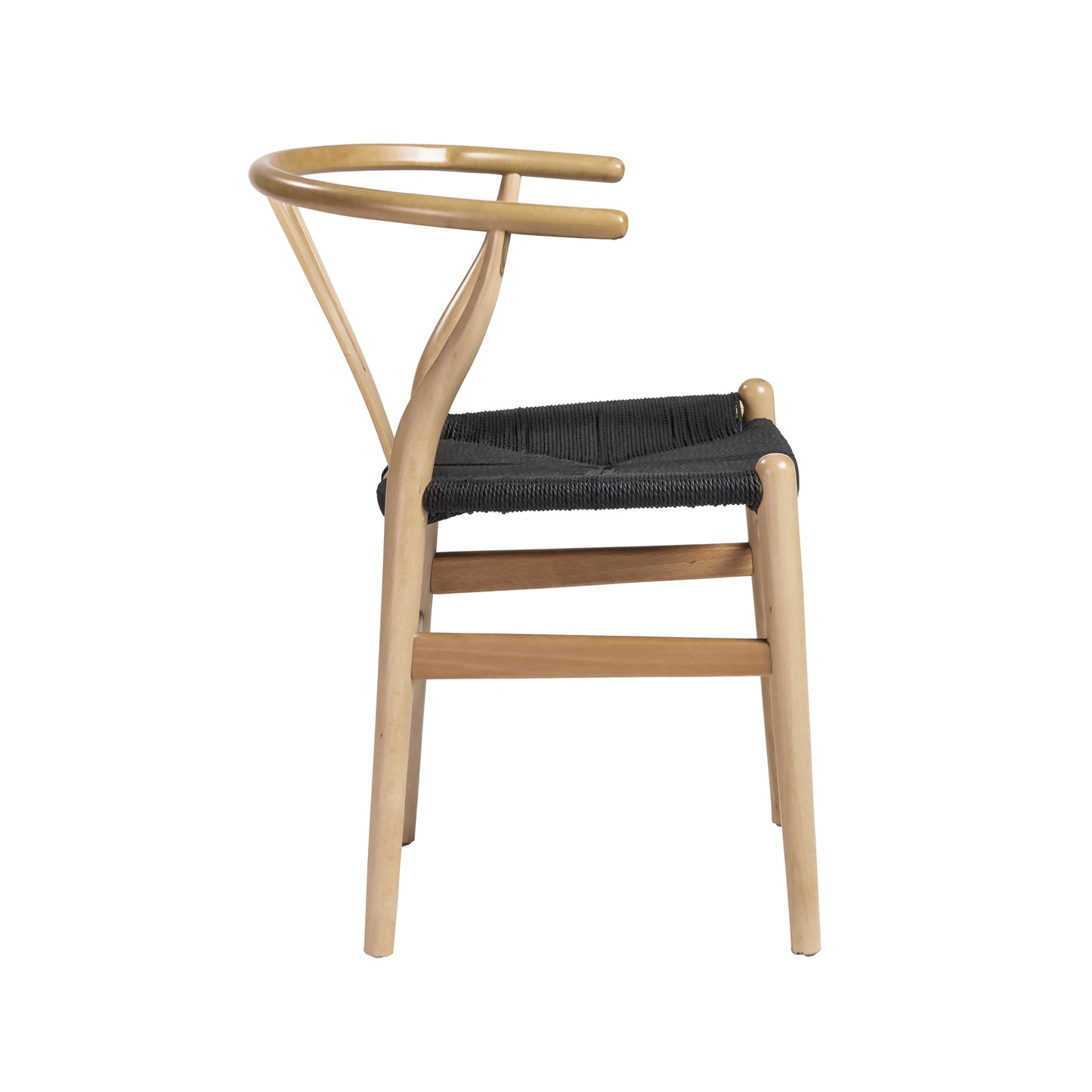 Evelina Side Chair with Natural Stained Framed and Black Rush Seat - Set of 2