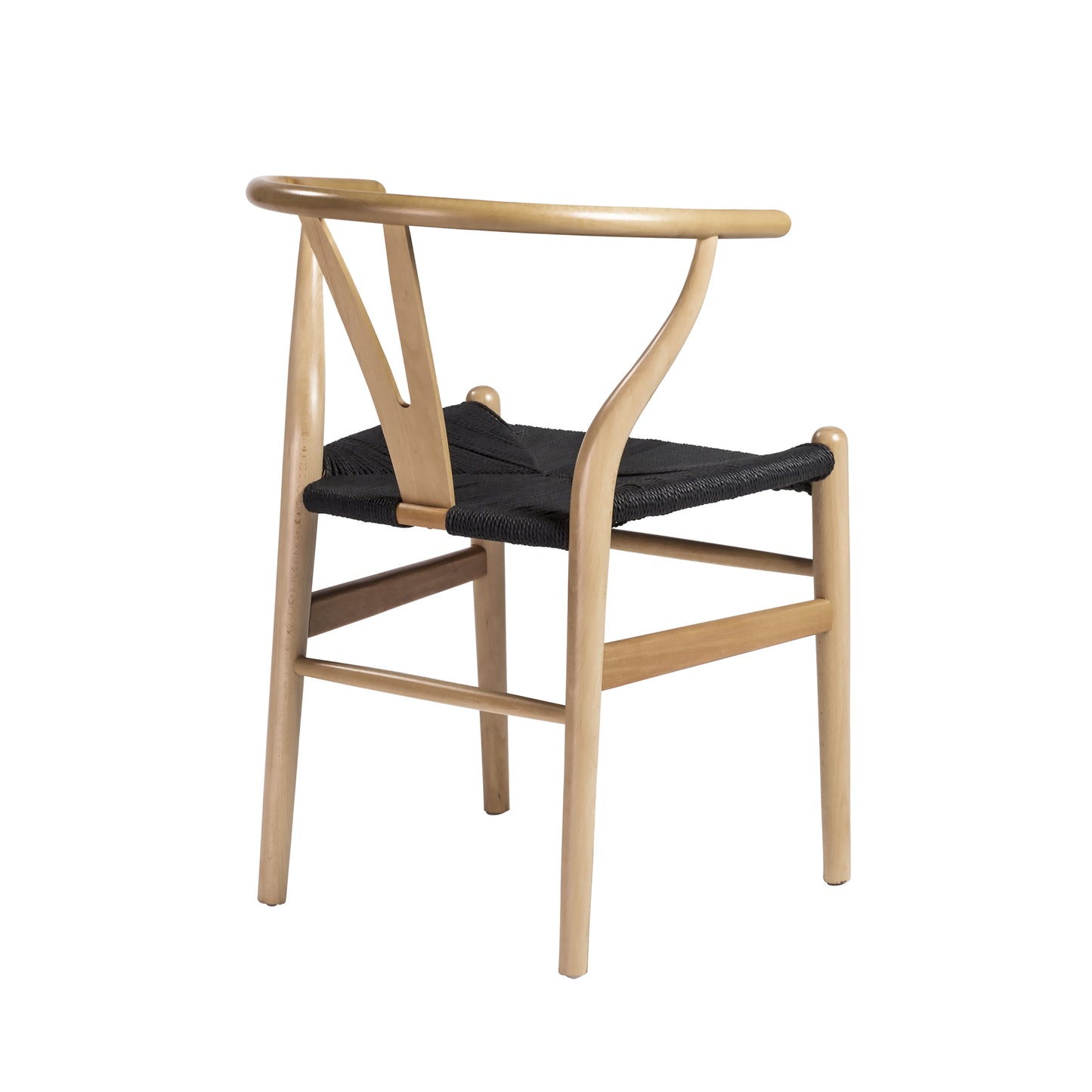 Evelina Side Chair with Natural Stained Framed and Black Rush Seat - Set of 2