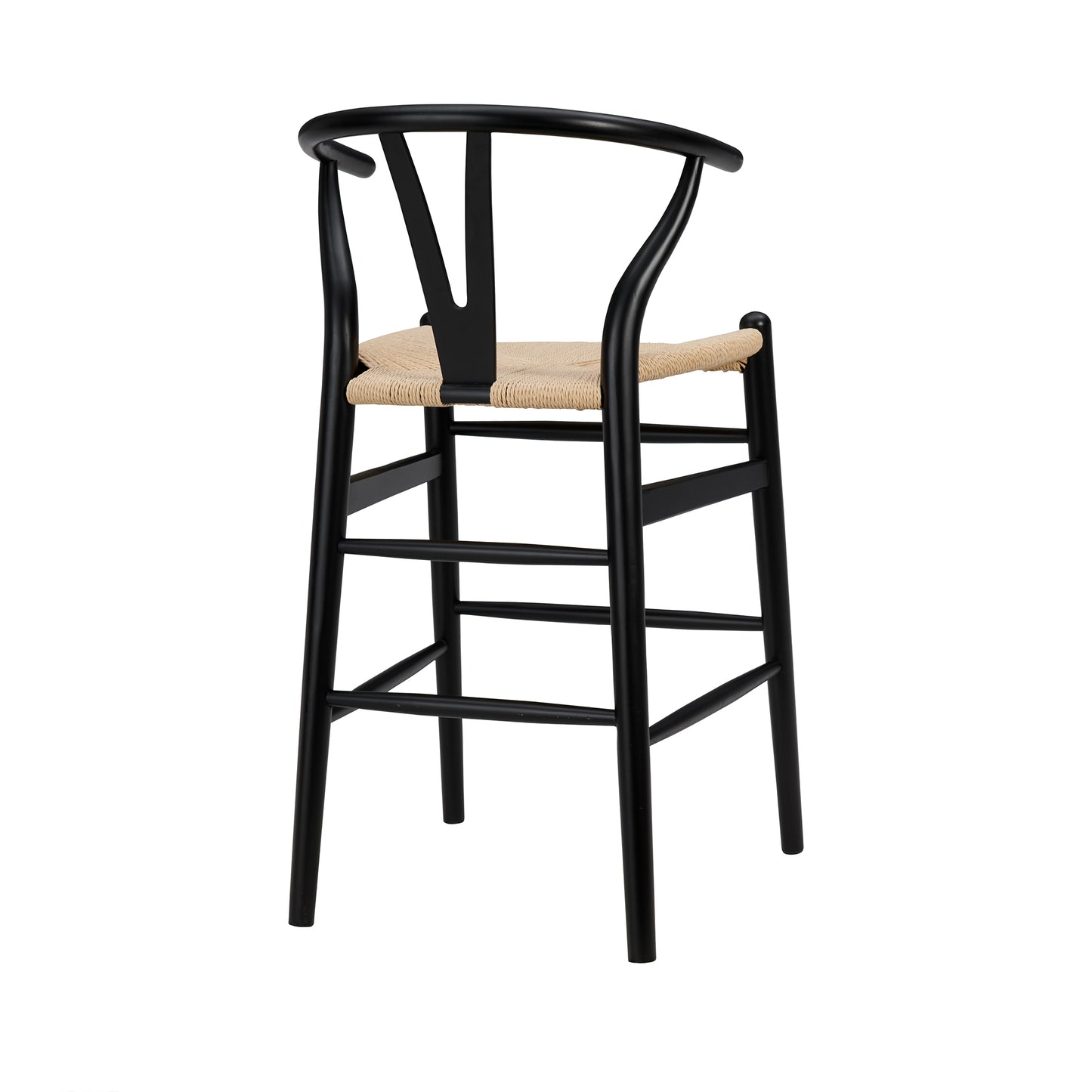 Evelina Counter Stool in Black Frame and Natural Seat - Set of 1