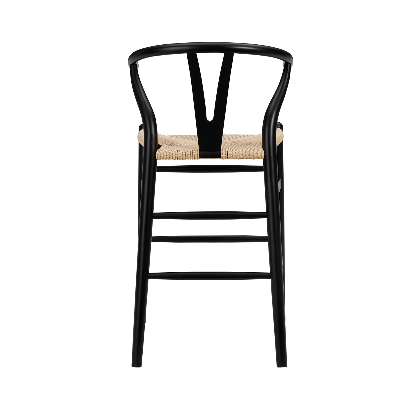 Evelina Counter Stool in Black Frame and Natural Seat - Set of 1