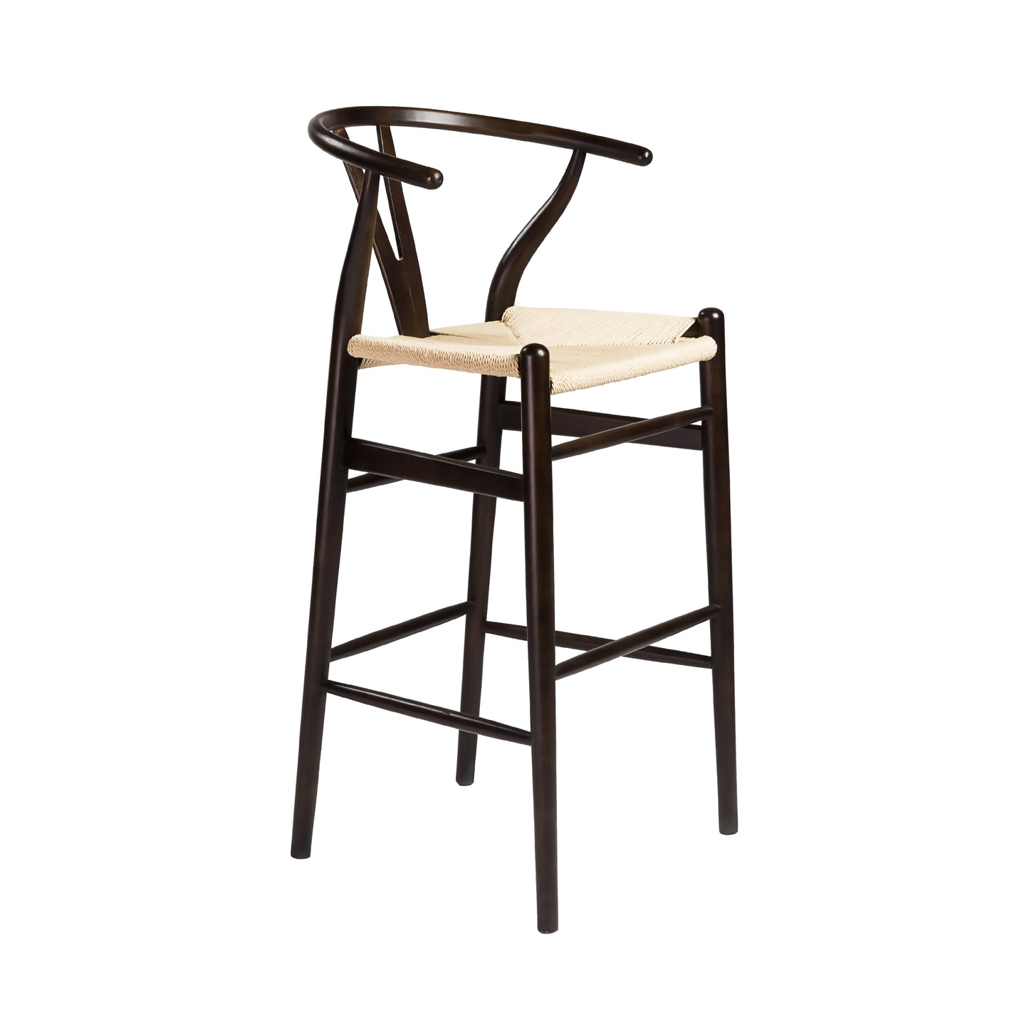 Evelina Bar Stool in Walnut and Natural Rush Seat - Set of 1