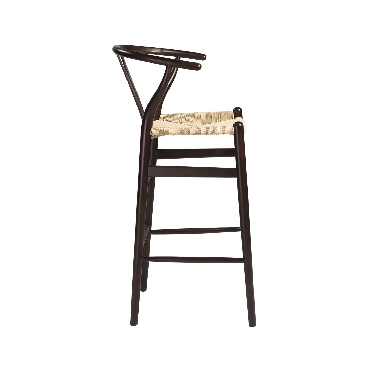 Evelina Bar Stool in Walnut and Natural Rush Seat - Set of 1