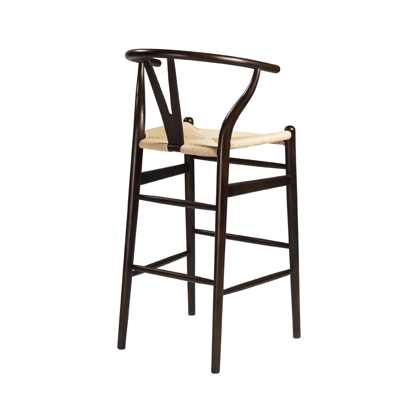 Evelina Bar Stool in Walnut and Natural Rush Seat - Set of 1