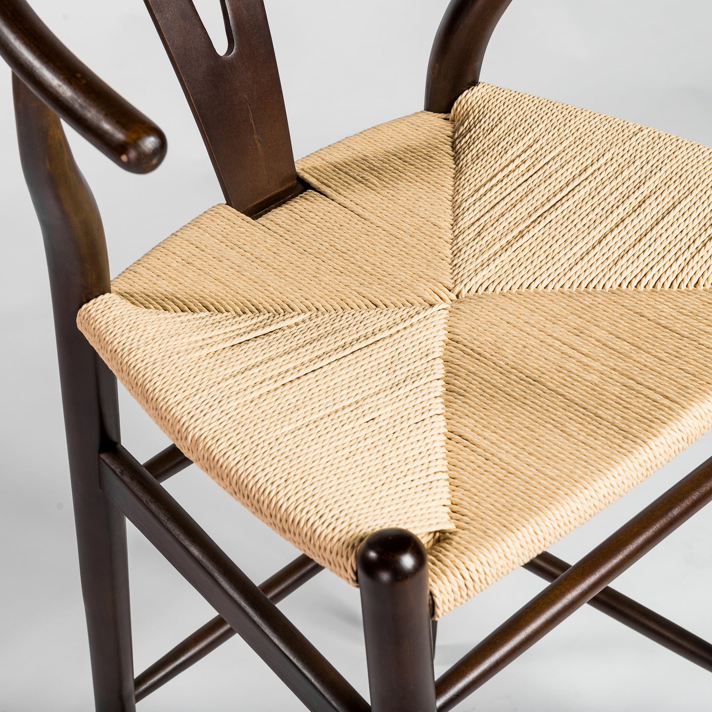 Evelina Bar Stool in Walnut and Natural Rush Seat - Set of 1