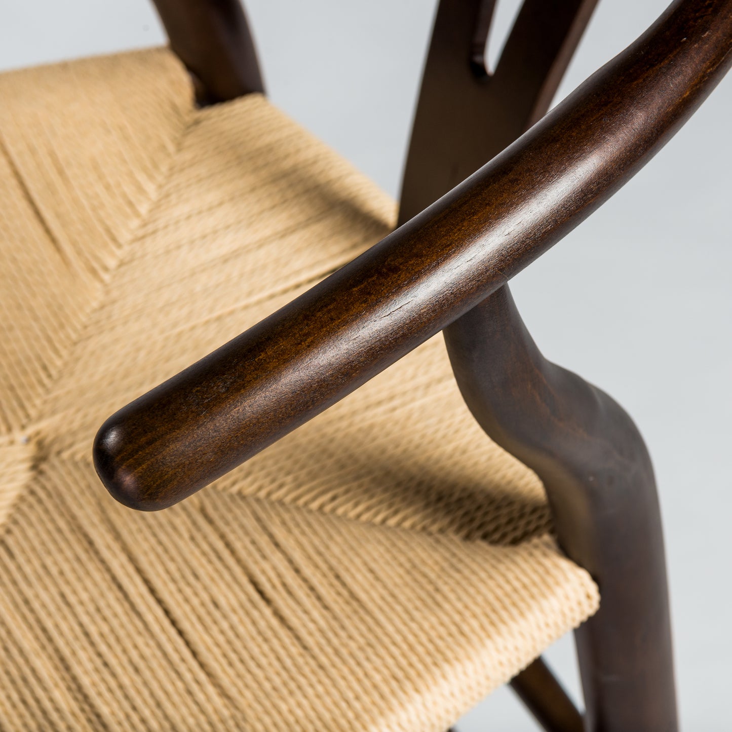 Evelina Bar Stool in Walnut and Natural Rush Seat - Set of 1