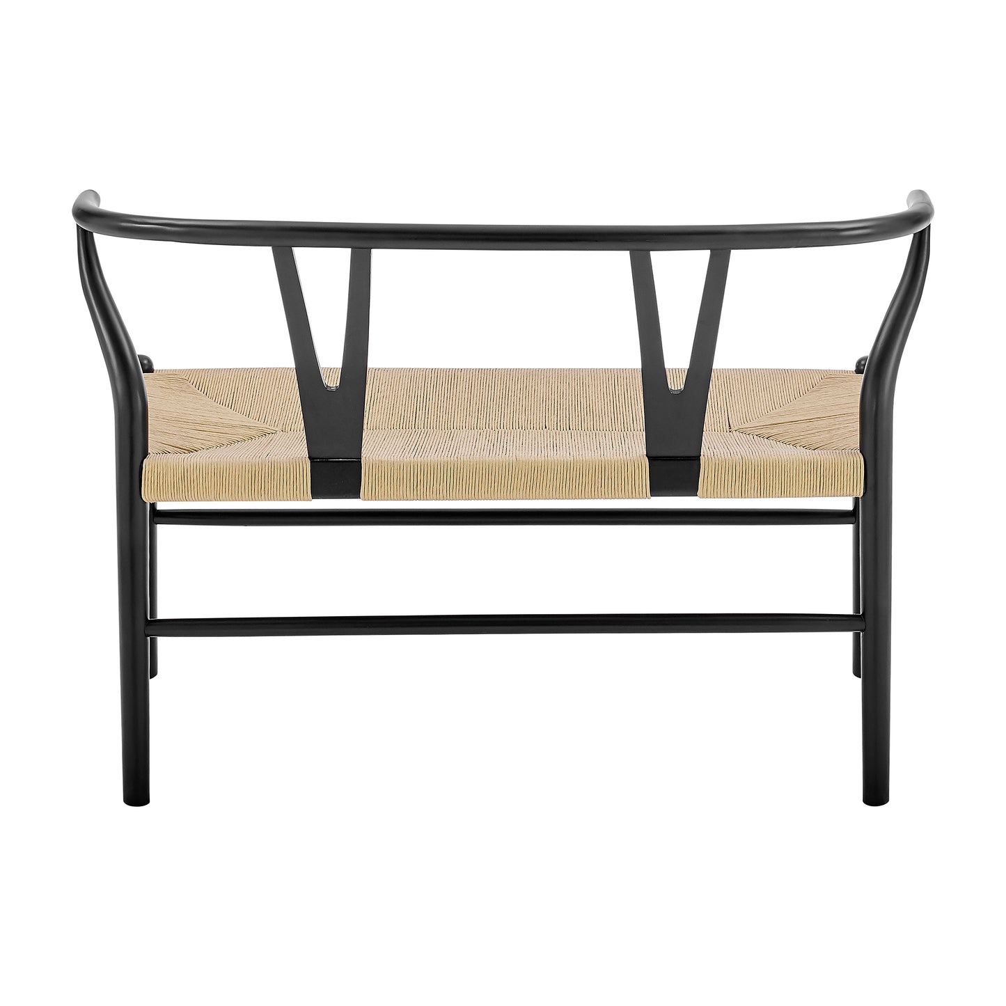Evelina Loveseat Black Stained Frame and Natural Rush Seat
