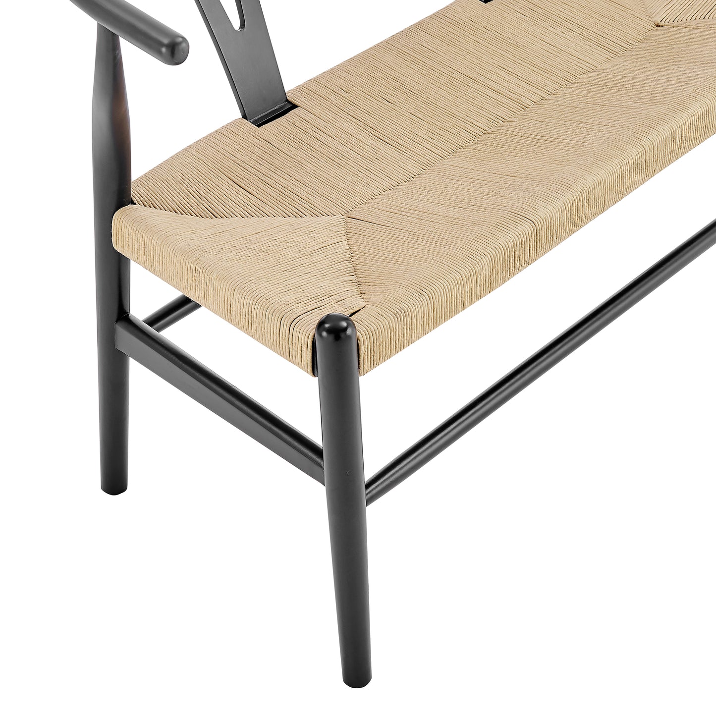 Evelina Loveseat Black Stained Frame and Natural Rush Seat