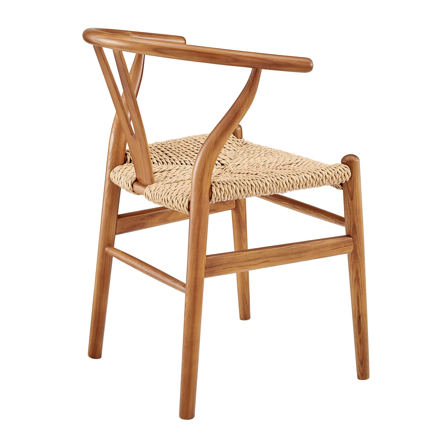 Evelina Outdoor Side Chair in Heat Treated Ash Frame in Golden Ash Color and Natural Rattan Seat - Set of 2