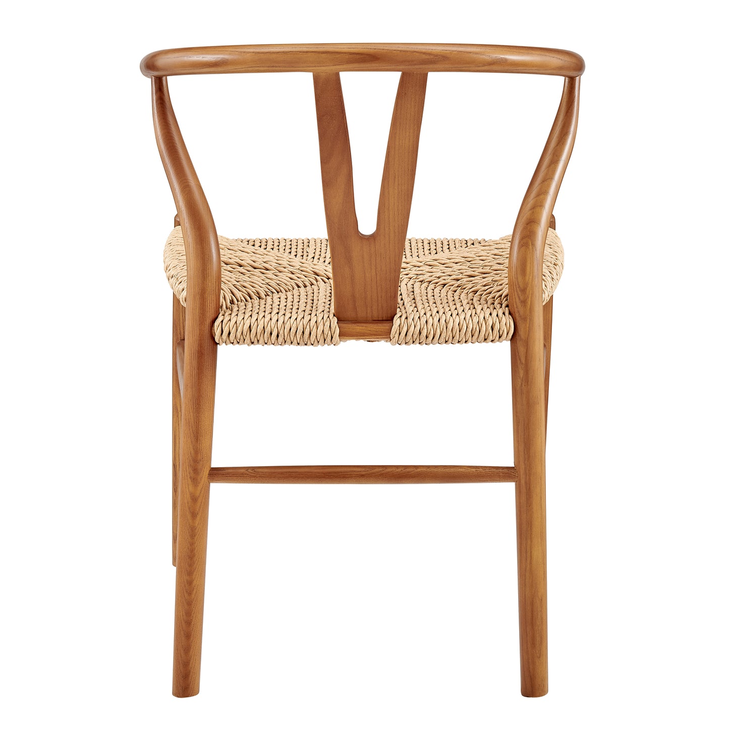 Evelina Outdoor Side Chair in Heat Treated Ash Frame in Golden Ash Color and Natural Rattan Seat - Set of 2