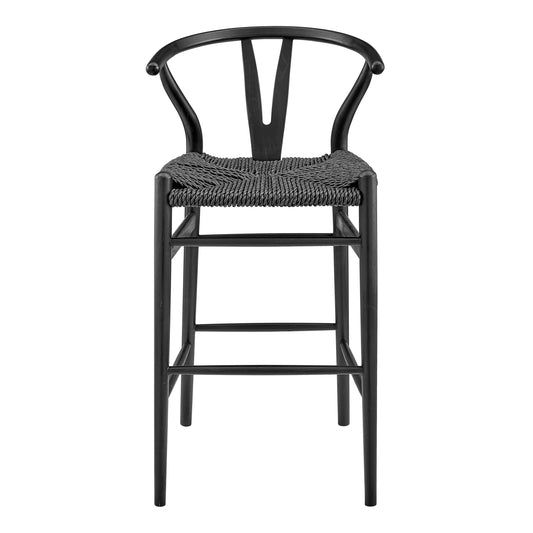 Evelina Outdoor Bar Stool in Matte Black Frame Color and Seat - Set of 1